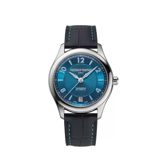 Frederique Constant Classics Runabout Automatik mit Edelstahlgehäuse, Lederband und türkisem Zifferblatt