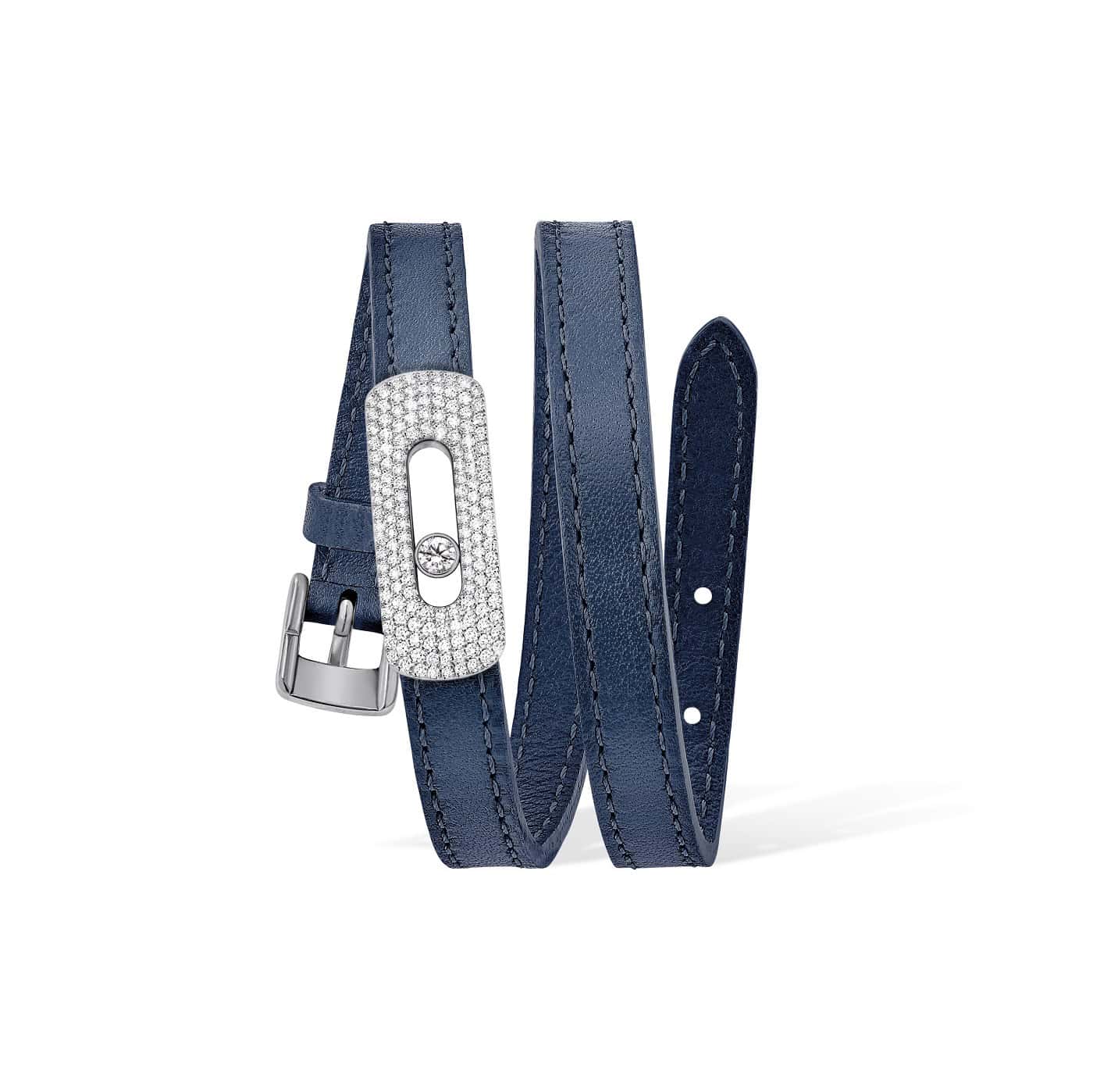 Messika My Move Lederarmband mit Element aus Weißgold und Diamanten