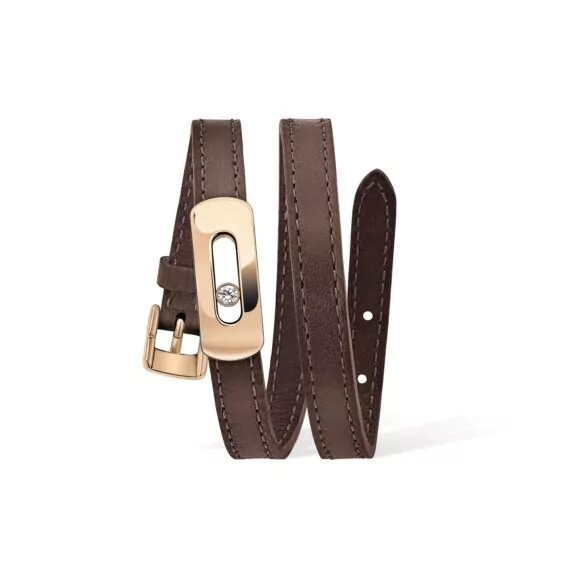Messika My Move Lederarmband mit Element aus Roségold und Diamant