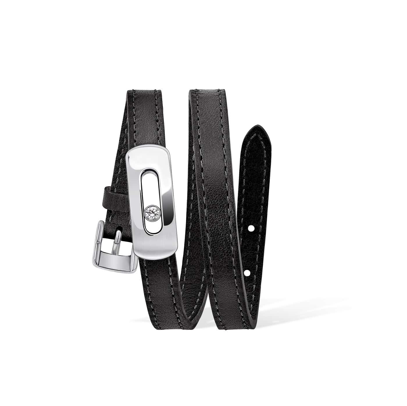 Messika My Move Lederarmband mit Element aus Weißgold und Diamant