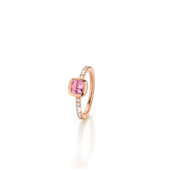 Ring aus Roségold mit Turmalin und Diamanten