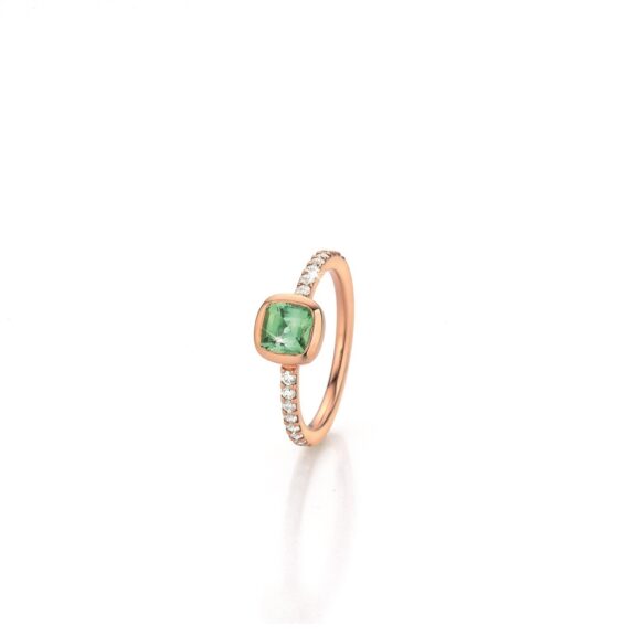 Ring aus Roségold mit Turmalin und Diamanten