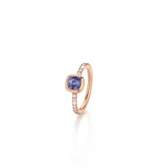 Ring aus Roségold mit Tansanit und Diamanten