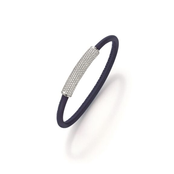 Armband aus Nappaleder mit Aufsatz aus Weißgold mit Diamanten