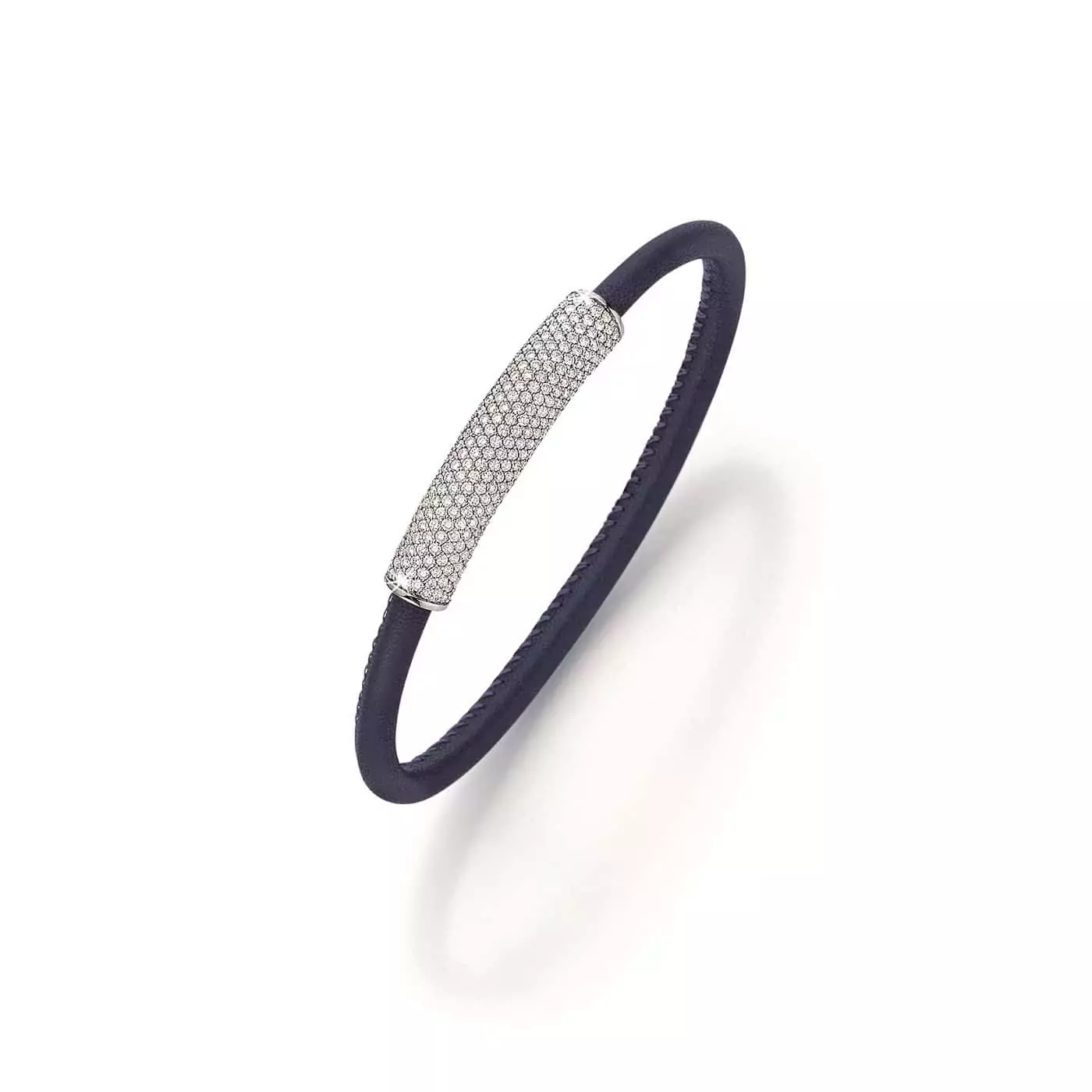 Armband aus Nappaleder mit Aufsatz aus Weißgold mit Diamanten