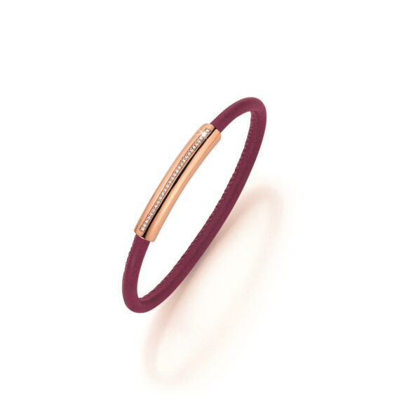 Armband aus Nappaleder mit Aufsatz aus Roségold mit Diamanten