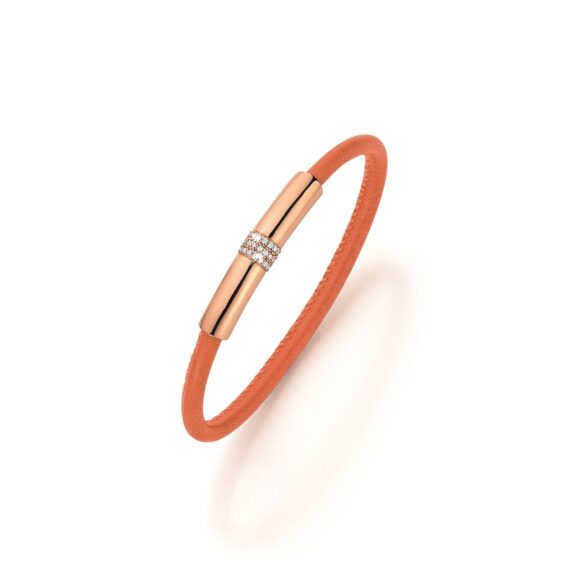Armband aus Nappaleder mit Aufsatz aus Roségold mit Diamanten