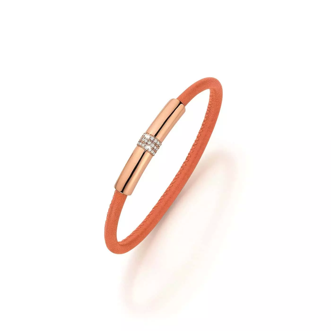 Armband aus Nappaleder mit Aufsatz aus Roségold mit Diamanten
