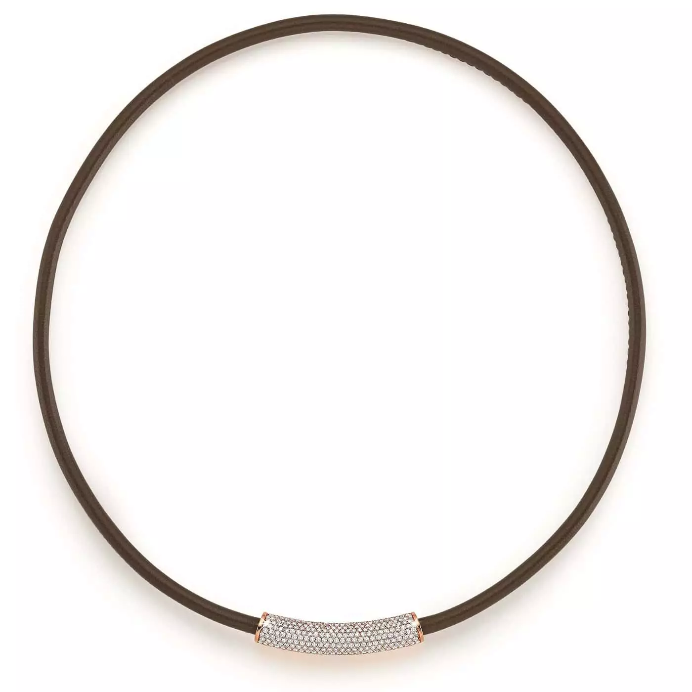 Collier aus Nappaleder mit Aufsatz aus Roségold mit Diamanten