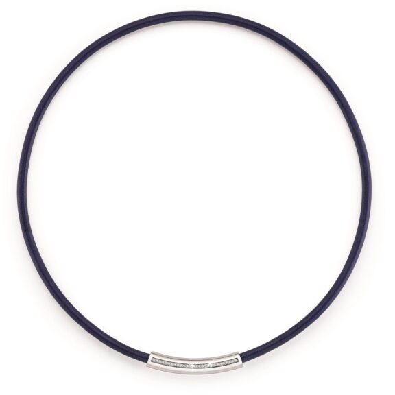 Collier aus Nappaleder mit Aufsatz aus Weißgold mit Diamanten