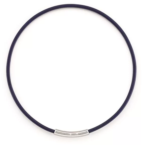 Collier aus Nappaleder mit Aufsatz aus Weißgold mit Diamanten