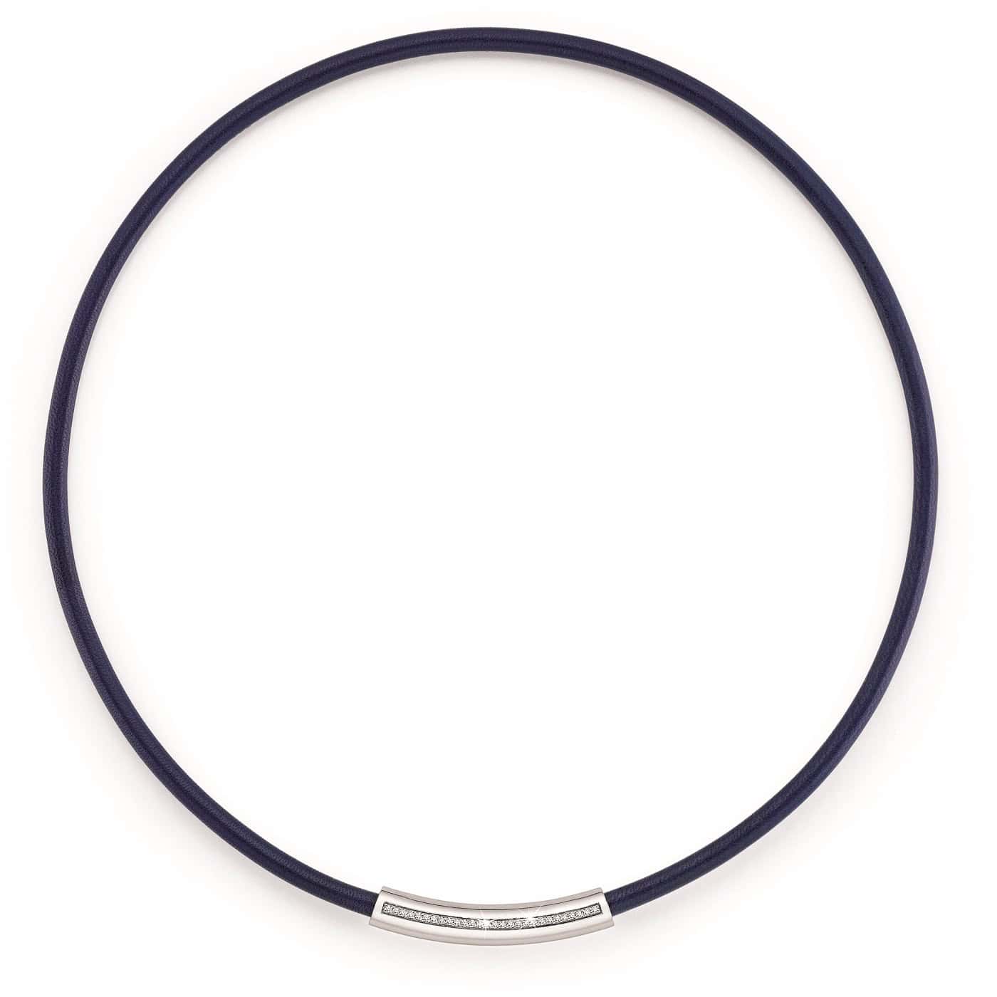 Collier aus Nappaleder mit Aufsatz aus Weißgold mit Diamanten