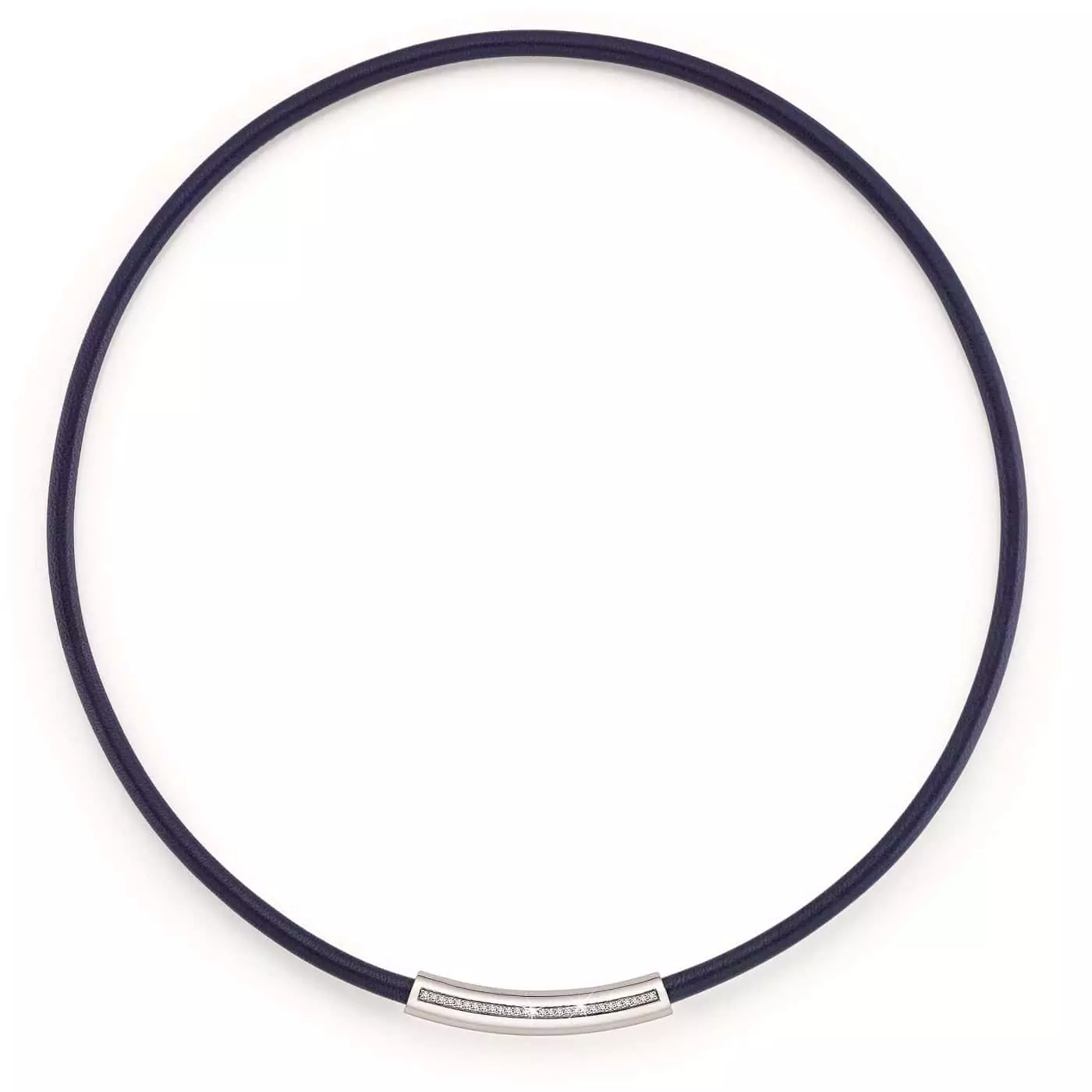 Collier aus Nappaleder mit Aufsatz aus Weißgold mit Diamanten