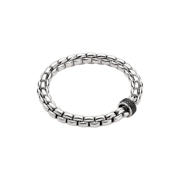 Flexibles Armband von Fope aus 18 Karat Weißgold mit schwarzen Diamanten