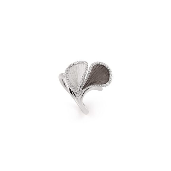 Annamaria Cammilli Goccia Ring aus 18 Karat White Ice und Black Lava Gold mit Brillanten
