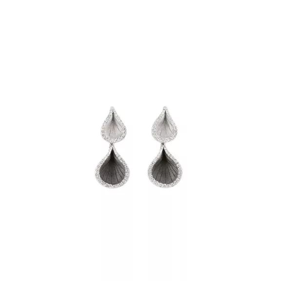 Annamaria Cammilli Goccia Ohrschmuck aus 18 Karat White Ice und Black Lava Gold mit Brillanten