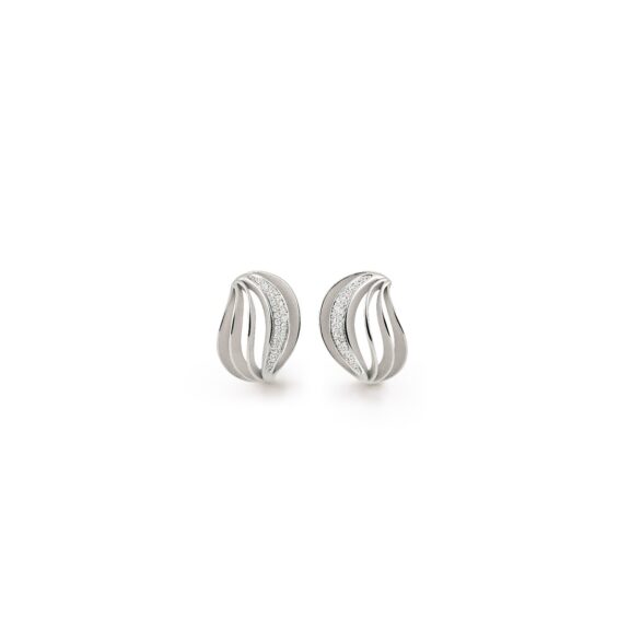 Annamaria Cammilli Dune Velaa Pavé Ohrschmuck aus 18 Karat White Ice Gold mit Brillanten