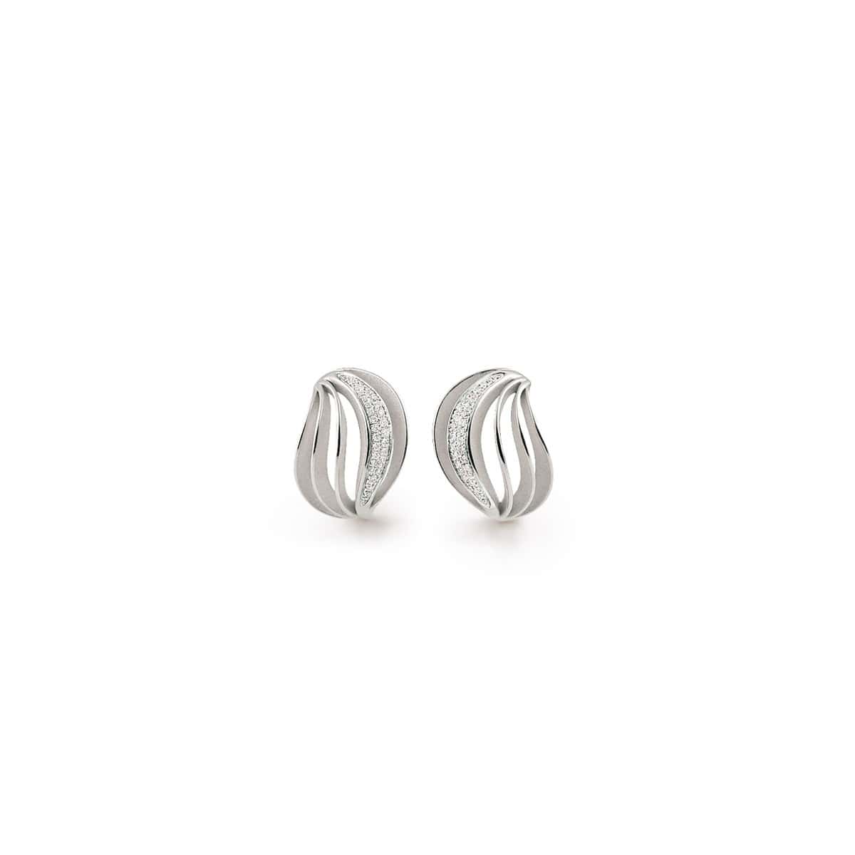 Annamaria Cammilli Dune Velaa Pavé Ohrschmuck aus 18 Karat White Ice Gold mit Brillanten