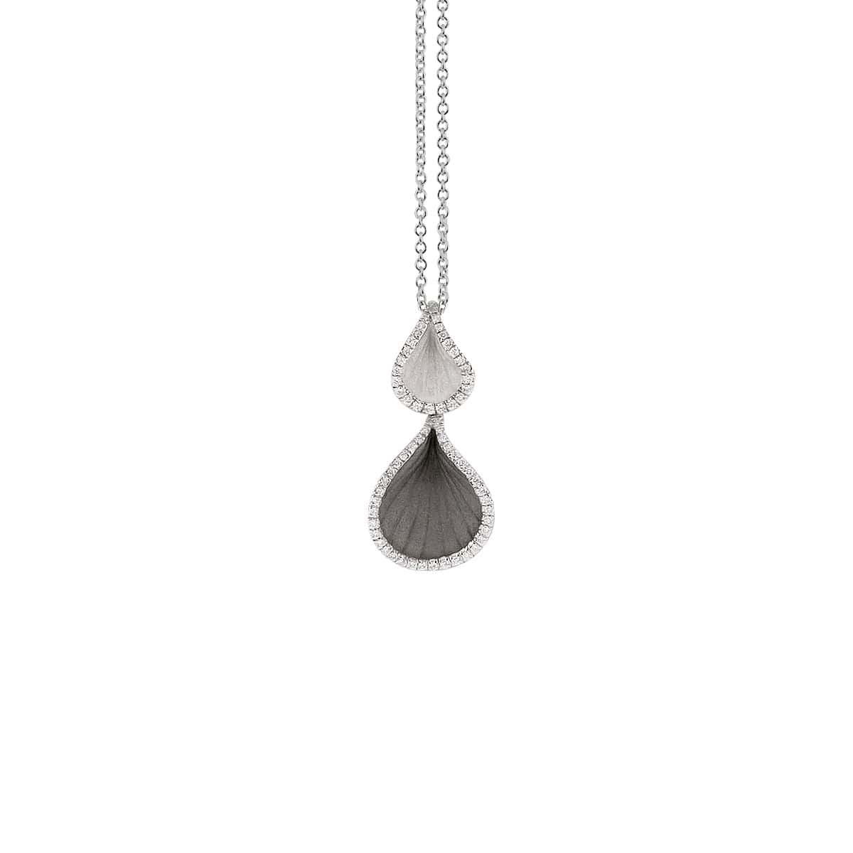Annamaria Cammilli Goccia Ohrschmuck Collier aus 18 Karat White Ice und Black Lava Gold mit Brillanten