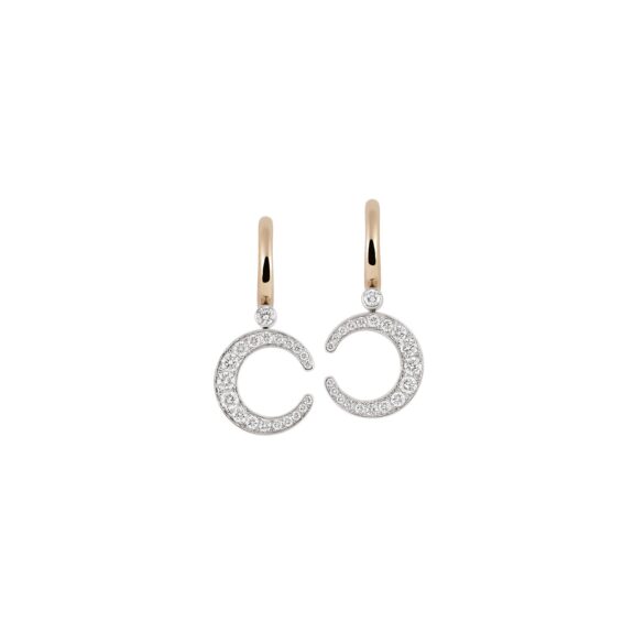Ohrschmuck Mezzaluna aus Rosé- und Weißgold mit Diamanten
