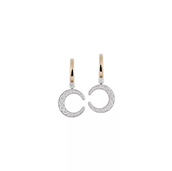 Ohrschmuck Mezzaluna aus Rosé- und Weißgold mit Diamanten