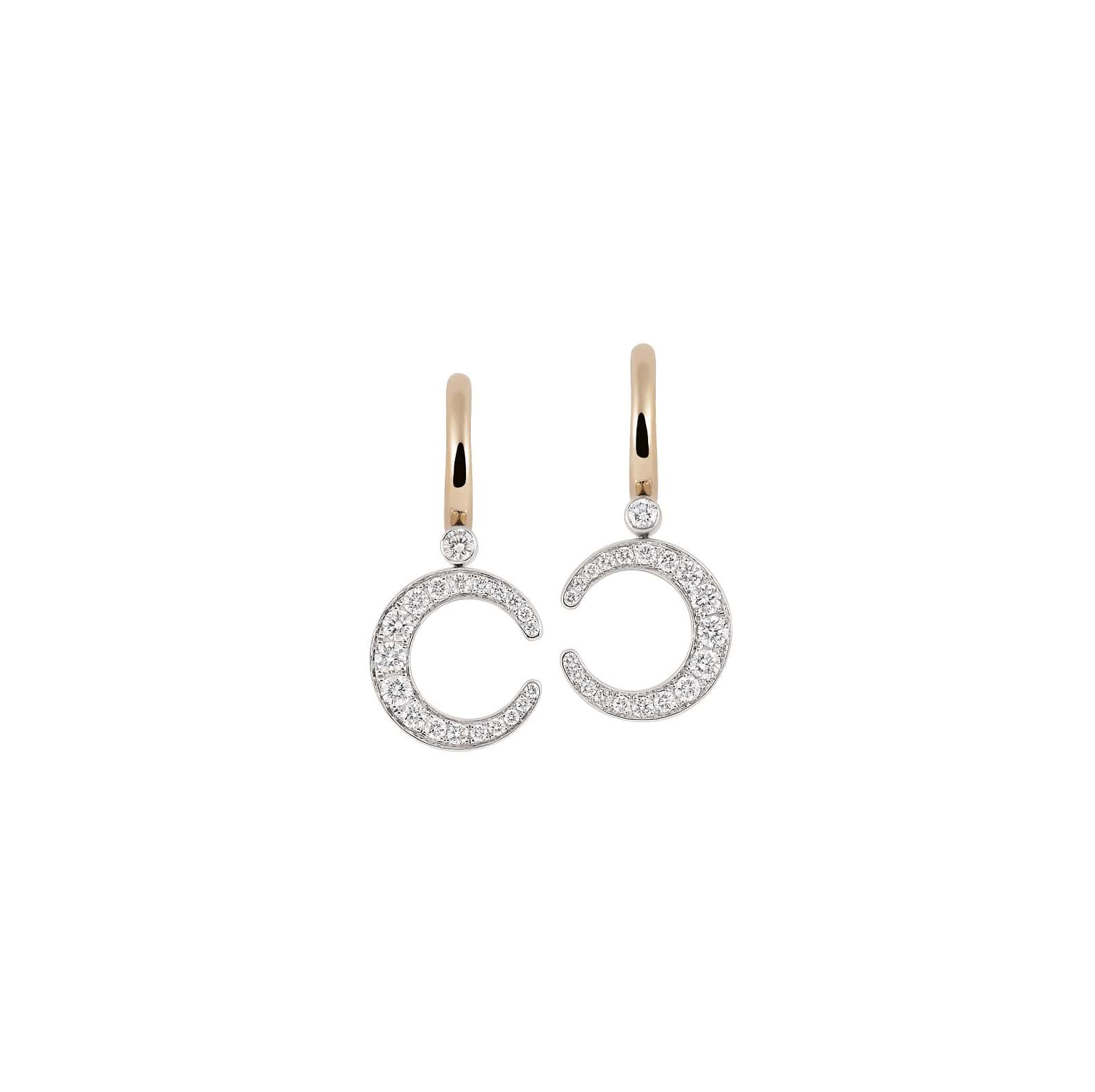 Ohrschmuck Mezzaluna aus Rosé- und Weißgold mit Diamanten