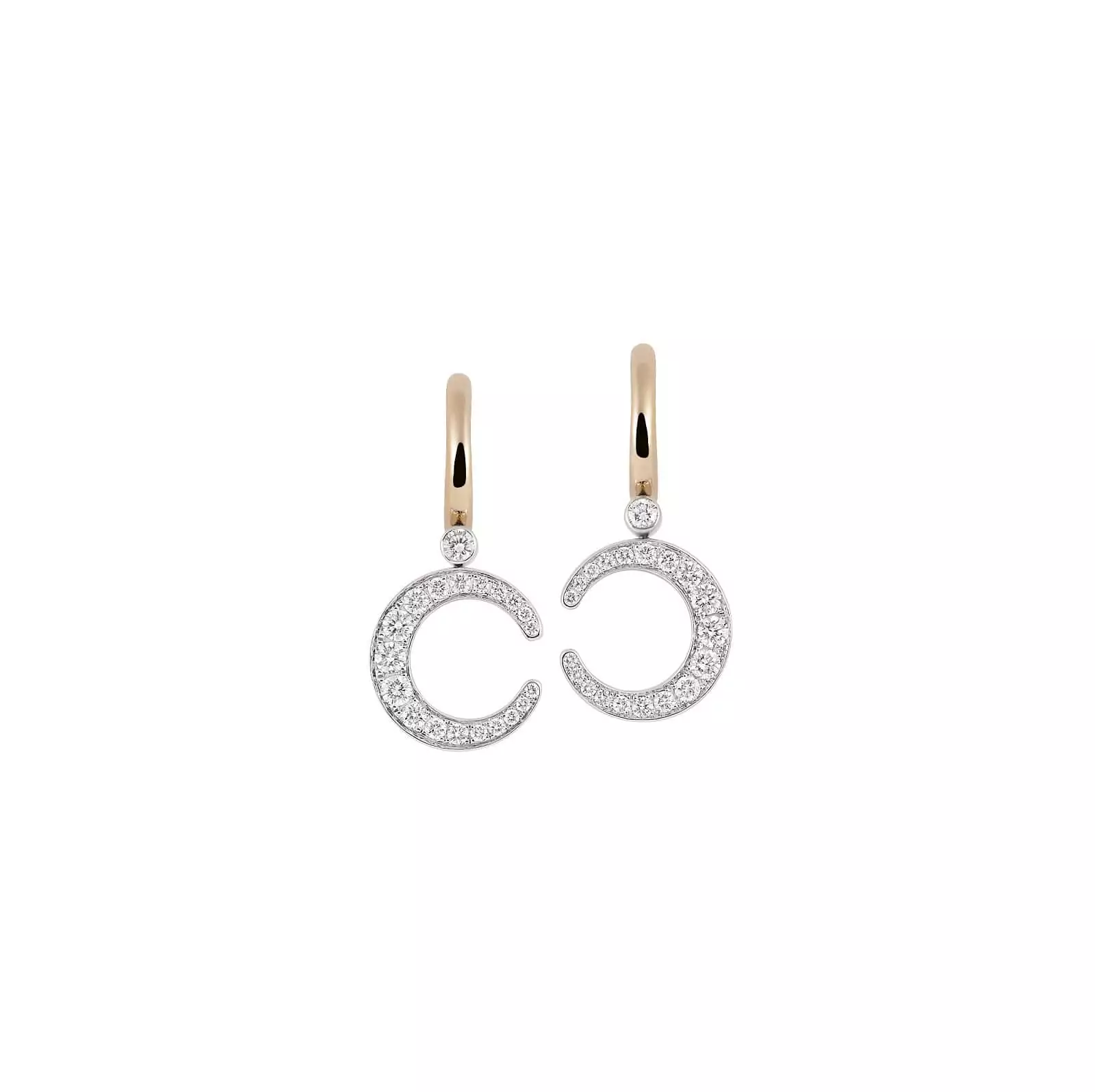 Ohrschmuck Mezzaluna aus Rosé- und Weißgold mit Diamanten