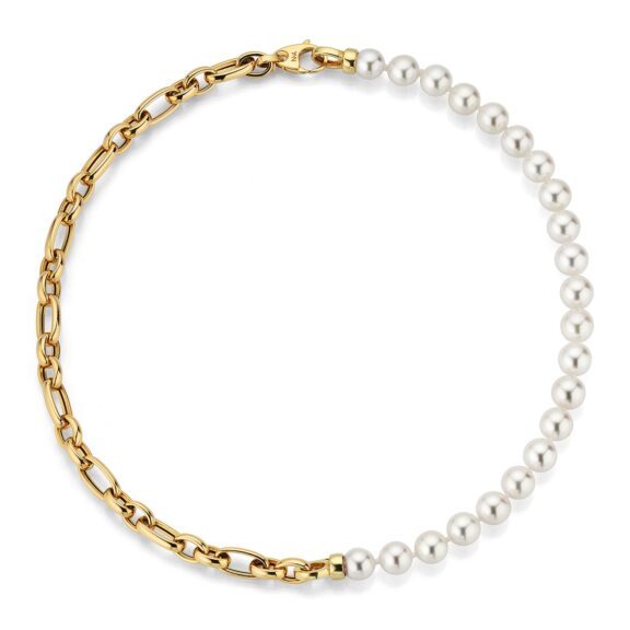 Collier aus Gelbgold mit Zucht-Perlen