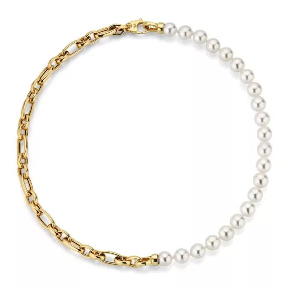 Collier aus Gelbgold mit Zucht-Perlen