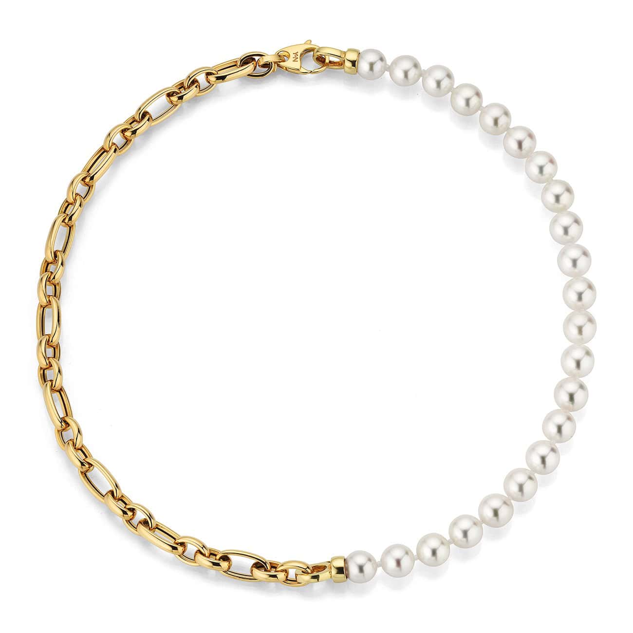 Collier aus Gelbgold mit Zucht-Perlen