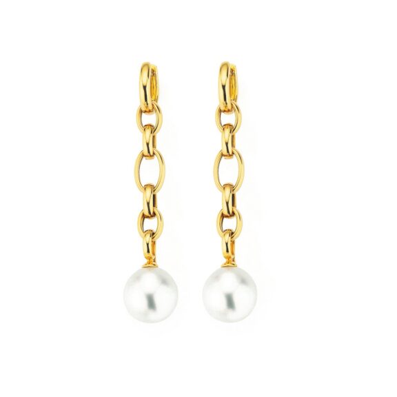 Ohrschmuck aus Gelbgold mit Südsee-Zuchtperlen