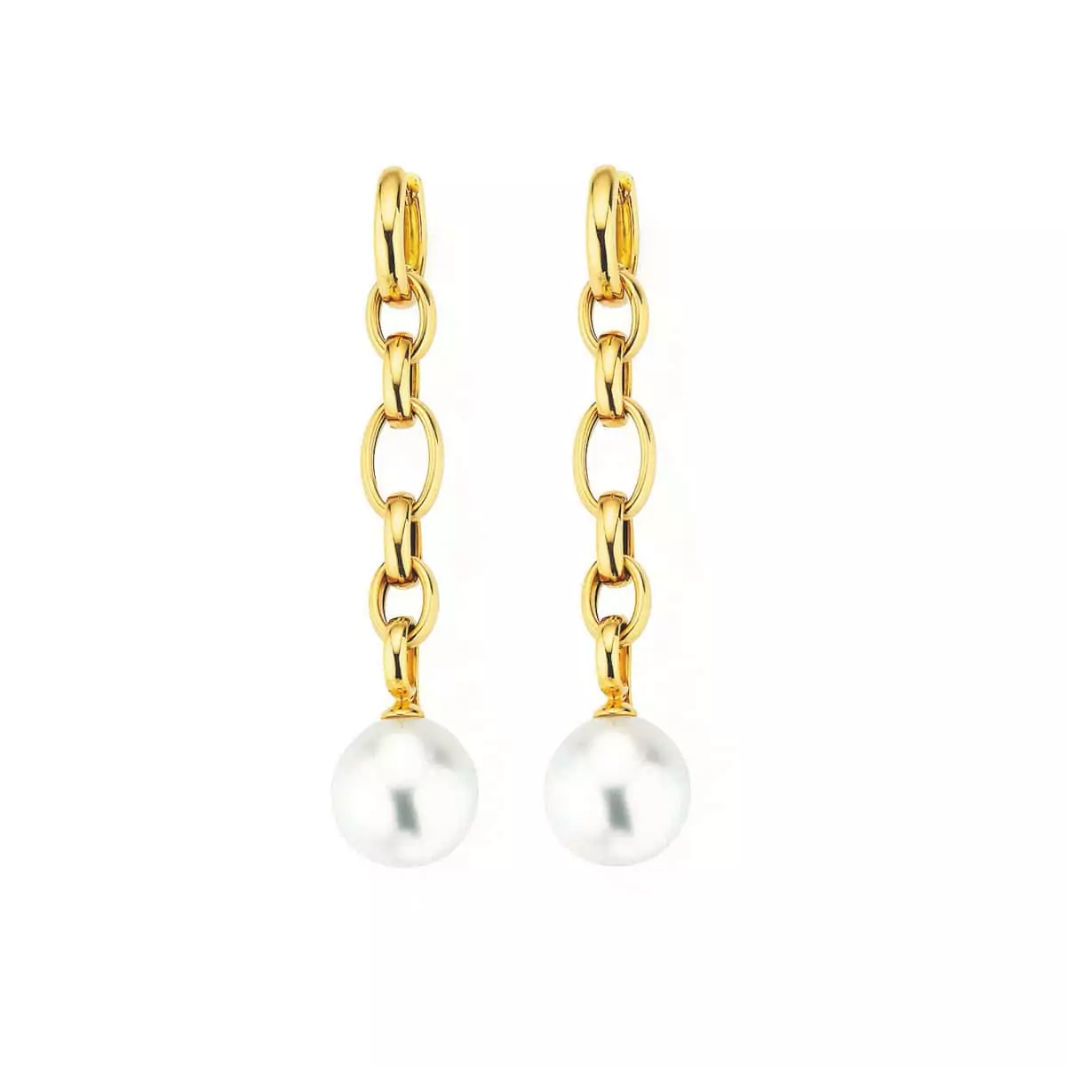 Ohrschmuck aus Gelbgold mit Südsee-Zuchtperlen