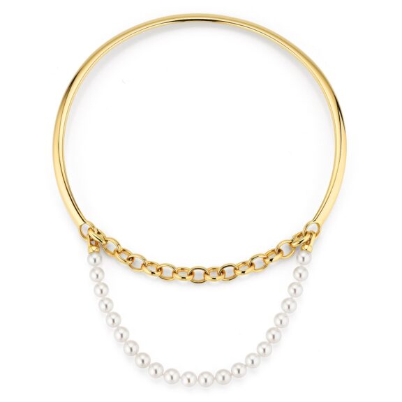 Collier aus Gelbgold mit Akoya-Perlen