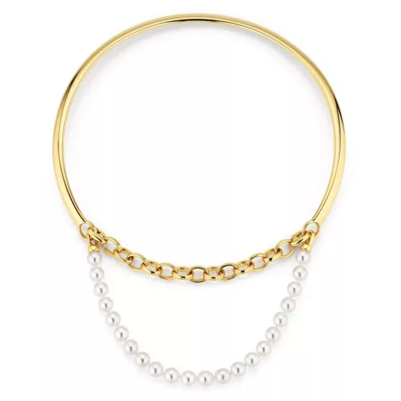 Collier aus Gelbgold mit Akoya-Perlen