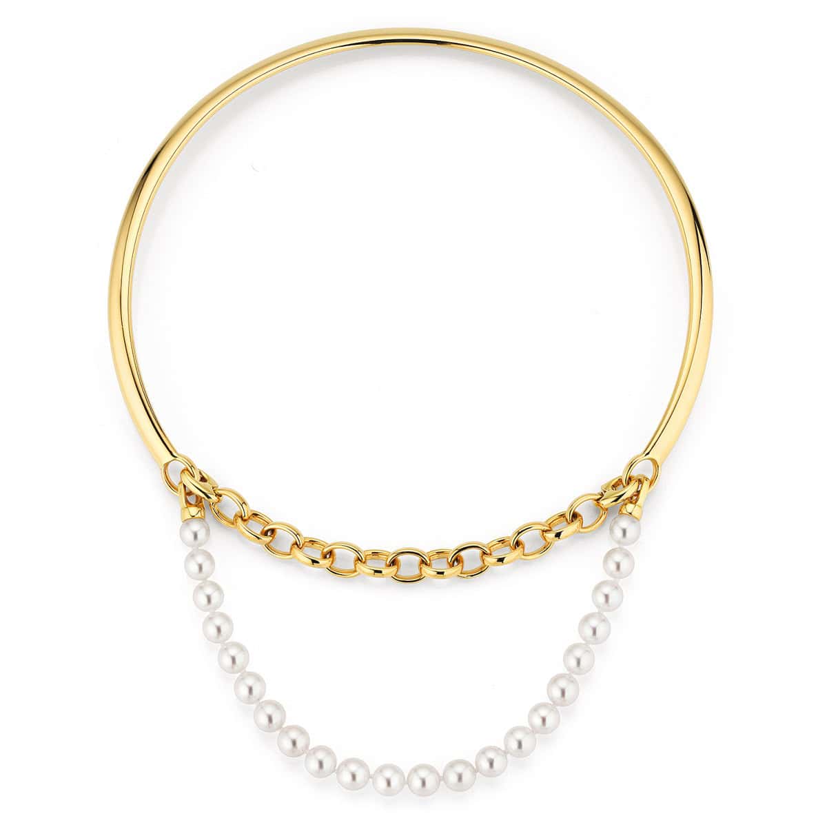 Collier aus Gelbgold mit Akoya-Perlen