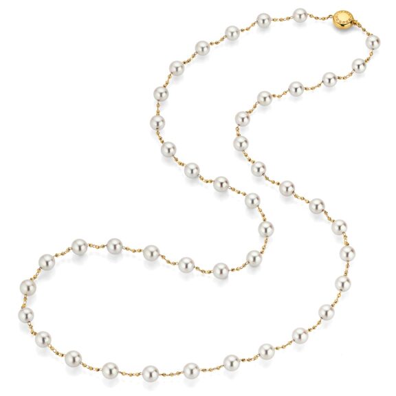 Collier aus Gelbgold mit Akoya-Perlen