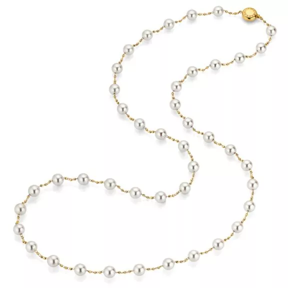 Collier aus Gelbgold mit Akoya-Perlen