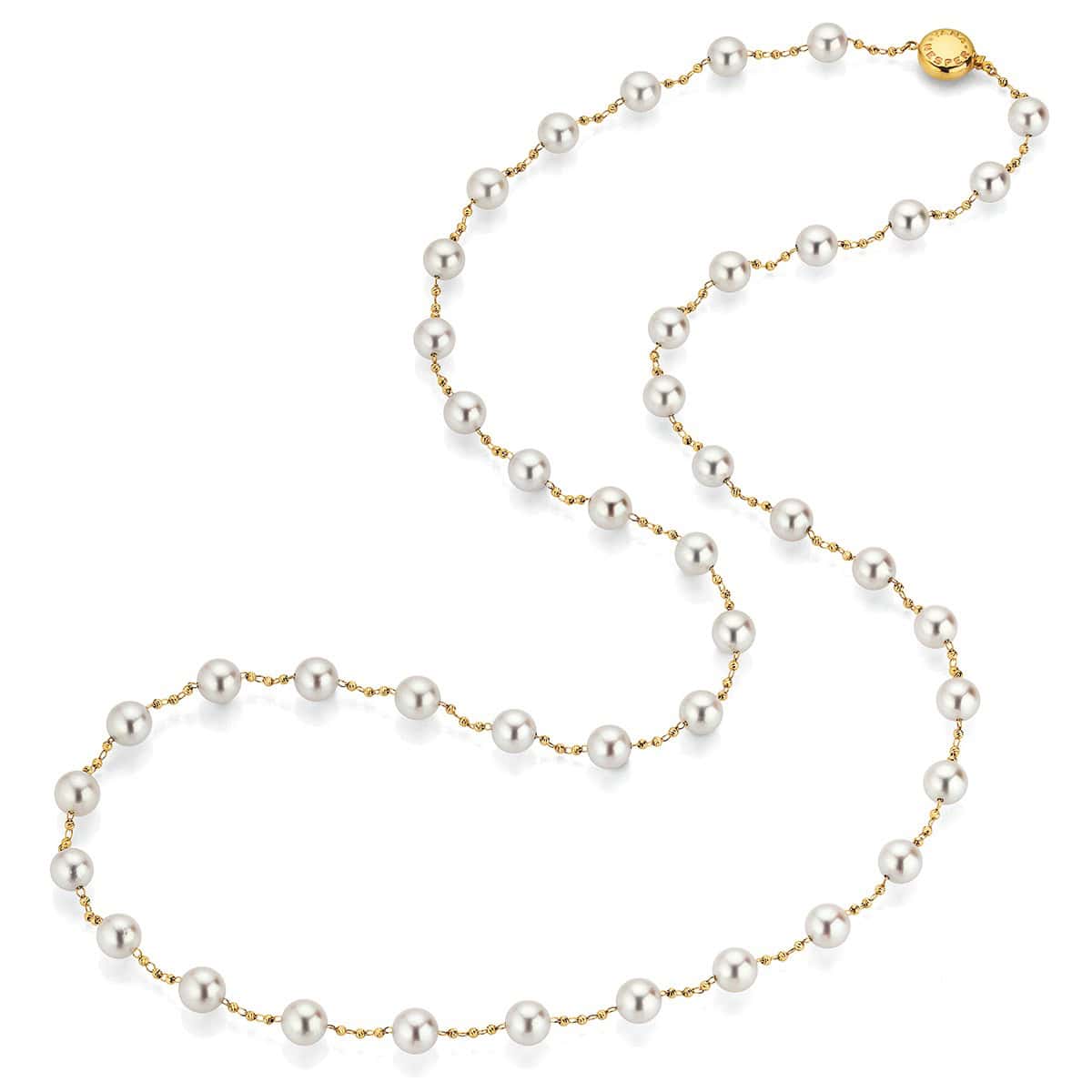 Collier aus Gelbgold mit Akoya-Perlen