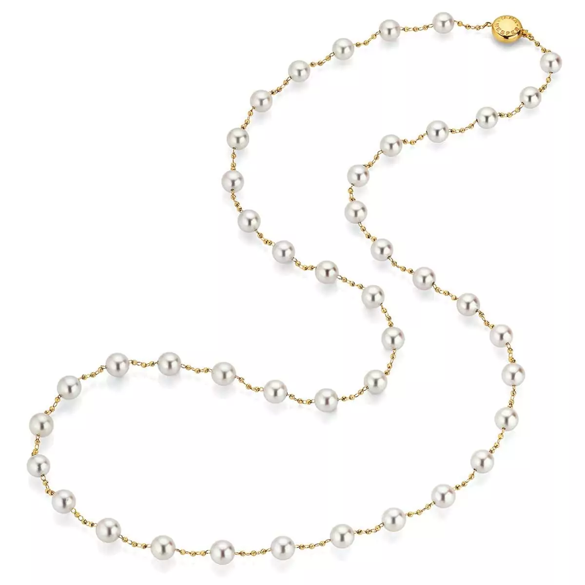 Collier aus Gelbgold mit Akoya-Perlen