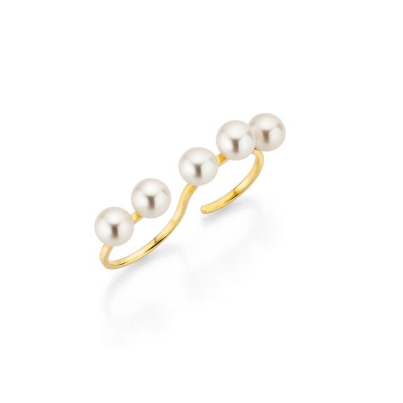 Ring aus Gelbgold mit Zuchtperlen