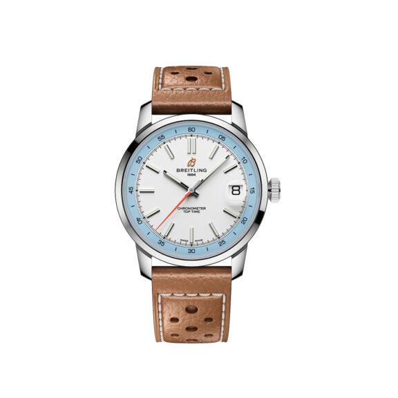 Top Time B31 mit Lederband und weißem Zifferblatt