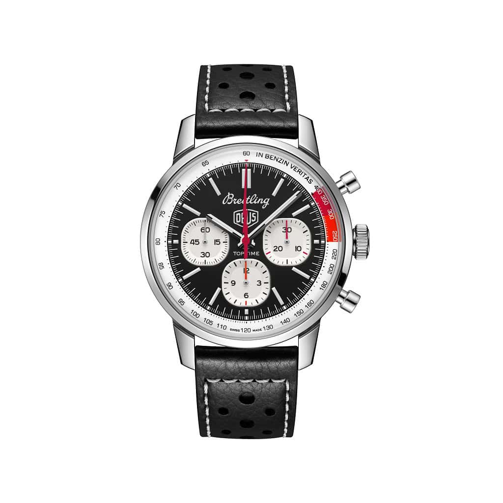 Top Time B01 Deus mit Lederband und schwarzem Zifferblatt
