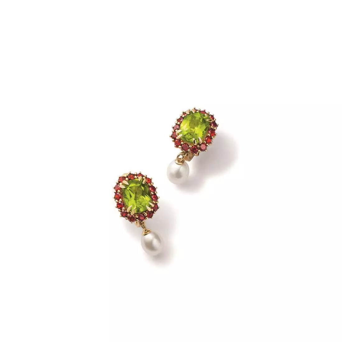 Rainbow Ohrschmuck aus Gelbgold mit Peridot, Granat und Zuchtperle von Dolce & Gabbana