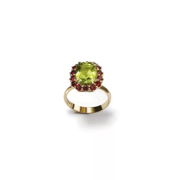 Rainbow Ringr aus Gelbgold mit Peridot, Granat und Zuchtperle von Dolce & Gabbana