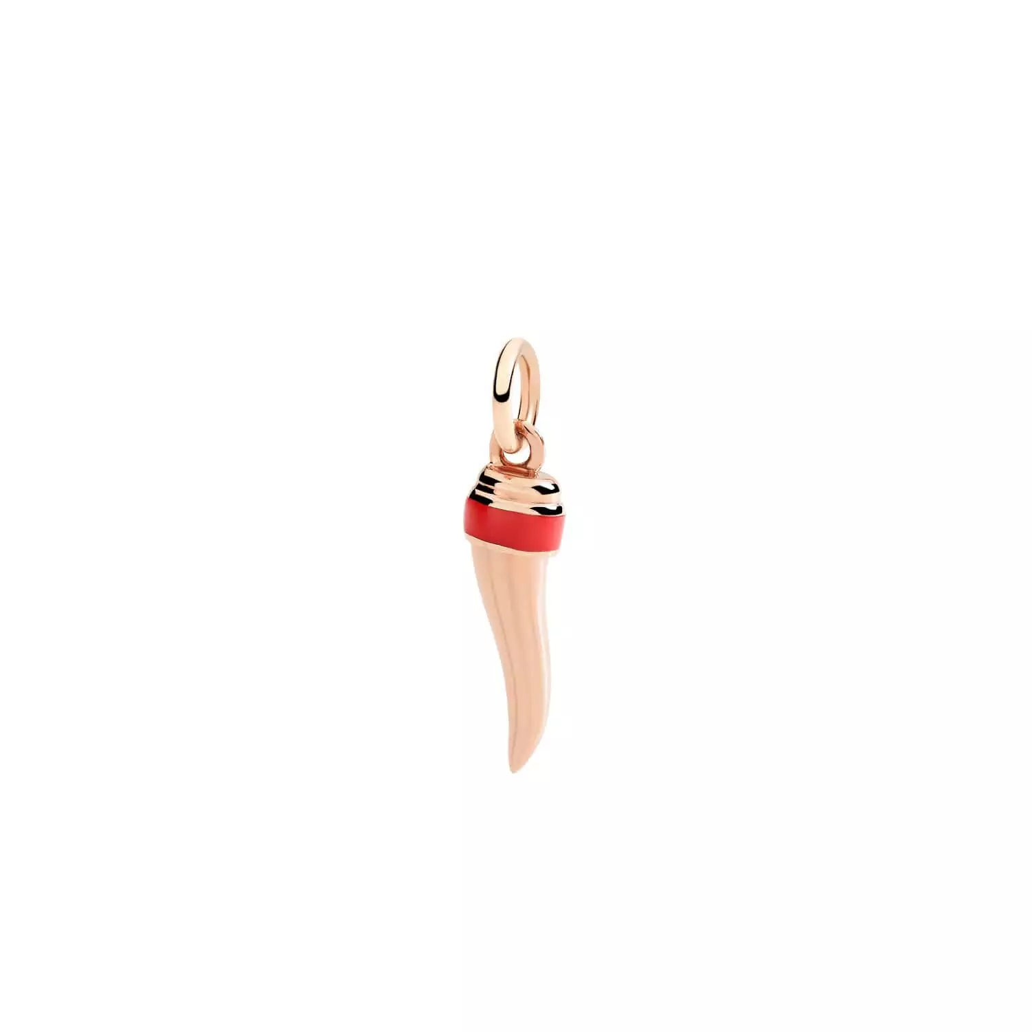 Dodo Anhänger Horn aus 9 Karat Roségold mit rotem Emaille