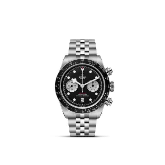 Tudor Black Bay Chrono mit Gehäuse und Band aus Edelstahl und schwarzem Zifferblatt