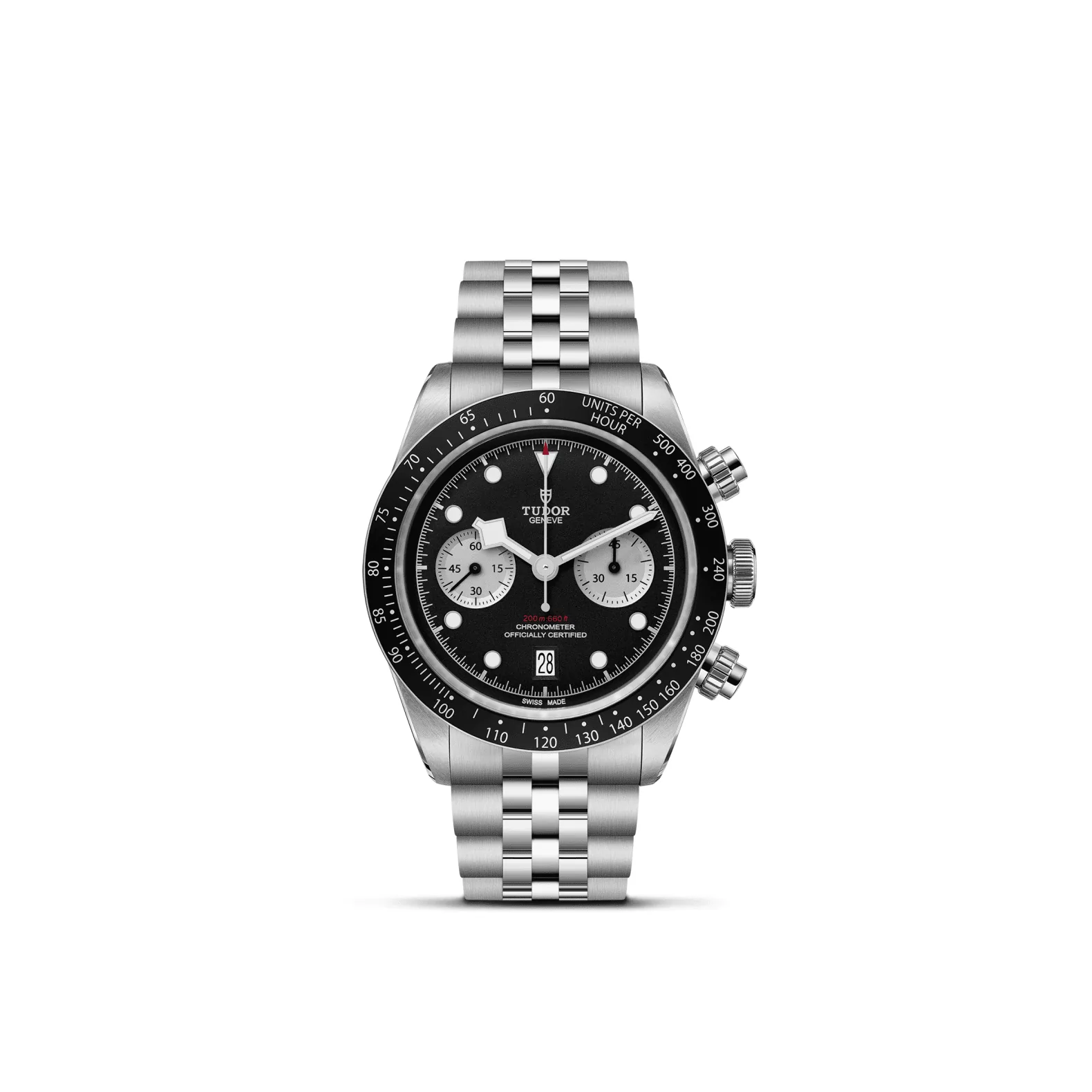 Tudor Black Bay Chrono mit Gehäuse und Band aus Edelstahl und schwarzem Zifferblatt