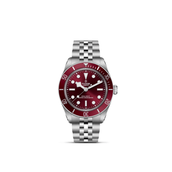Tudor Black Bay 58 mit Gehäuse und Band aus Edelstahl und bordeauxfarbenem Zifferblatt