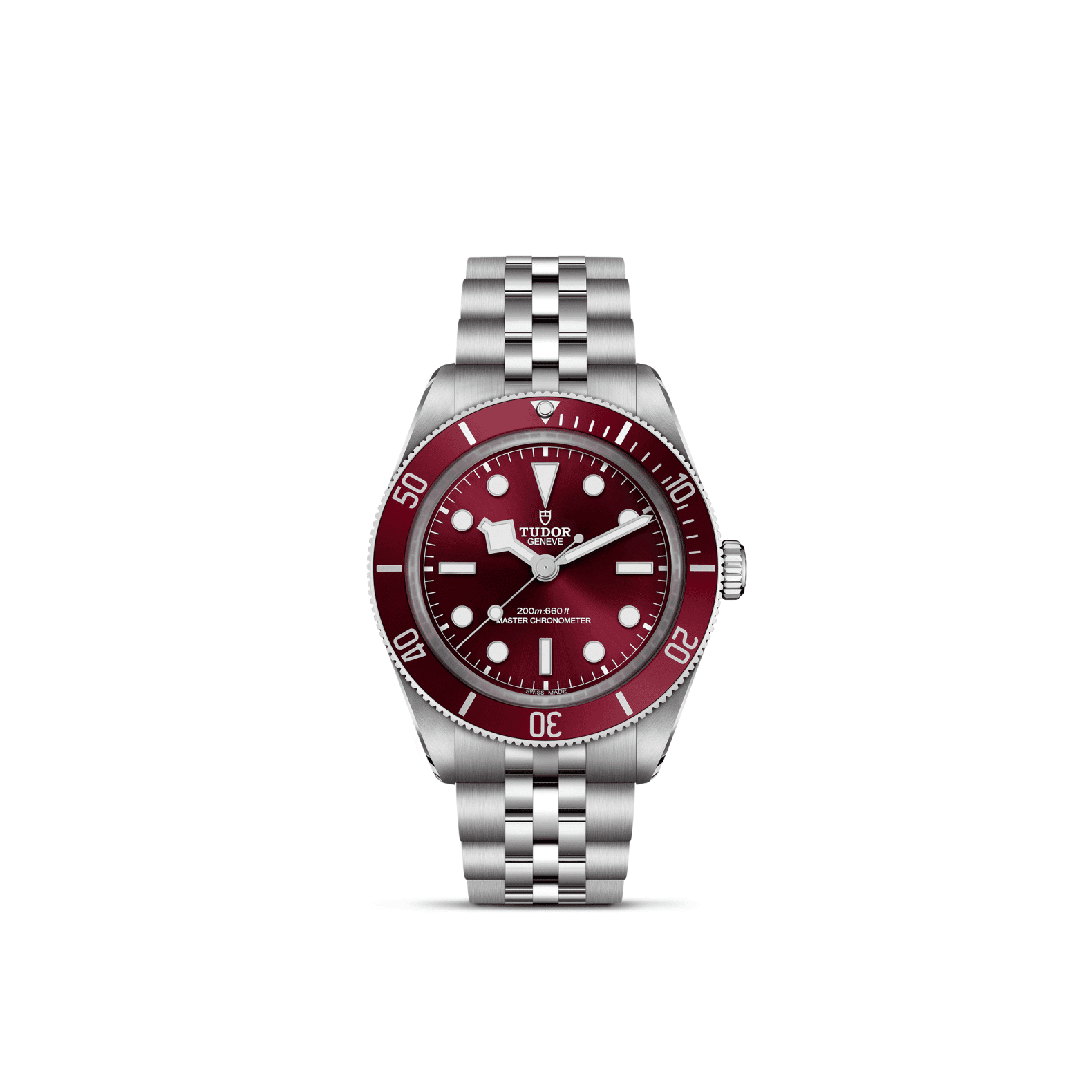Tudor Black Bay 58 mit Gehäuse und Band aus Edelstahl und bordeauxfarbenem Zifferblatt