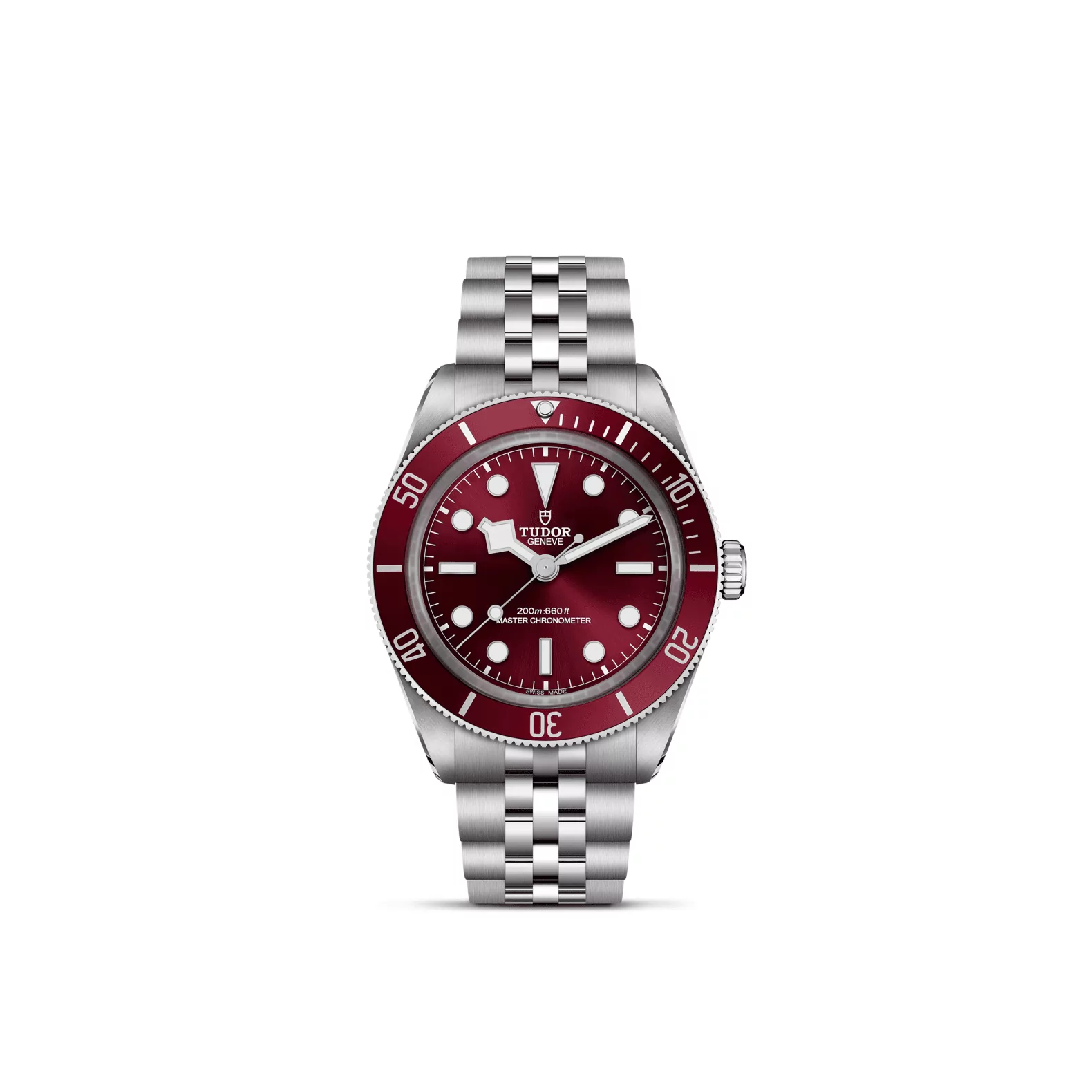 Tudor Black Bay 58 mit Gehäuse und Band aus Edelstahl und bordeauxfarbenem Zifferblatt
